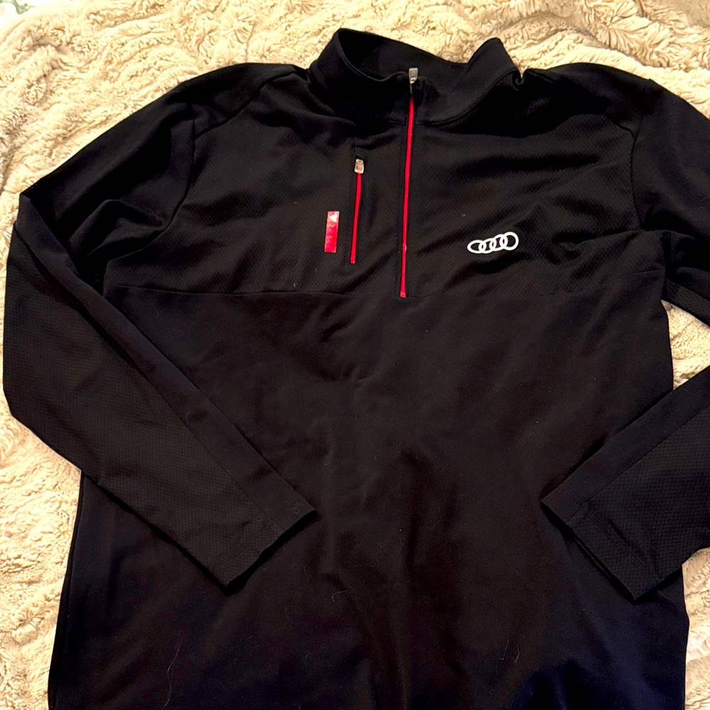 Adidas Climalite Audi Men’s Black 3/4 Zip Jacket size large VGUC